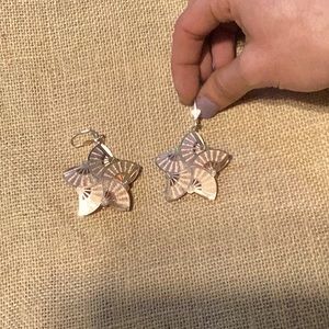 Gold/pink chrome star earrings